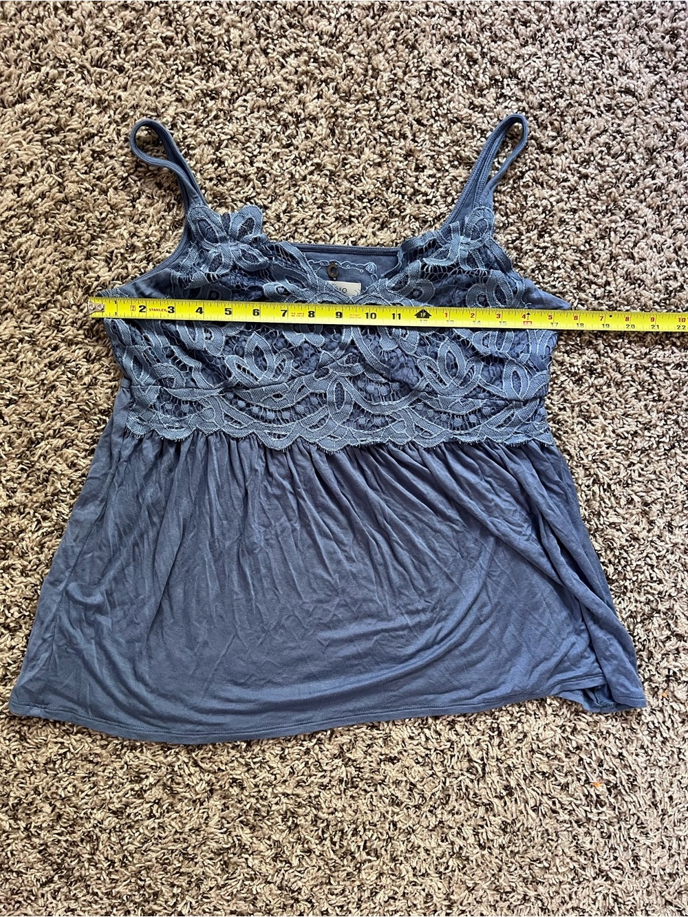 Cupio Blue Lace Empire Waist Babydoll Cami Tank Top Medium - Picture 3 of 6